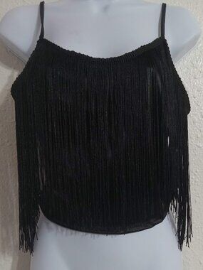 PAPERMOON -Black Fringe Crop Top